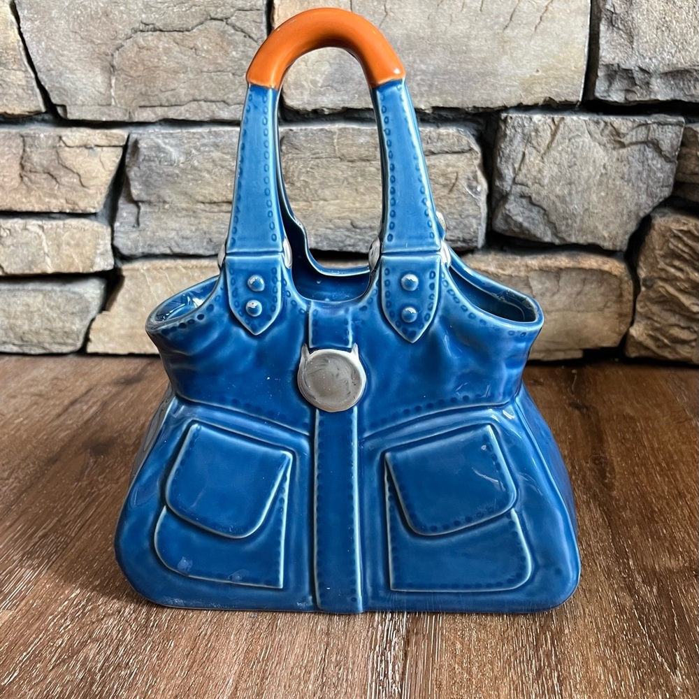 3/$20🔥 Y2K Ceramic “jean” purse vase/planter